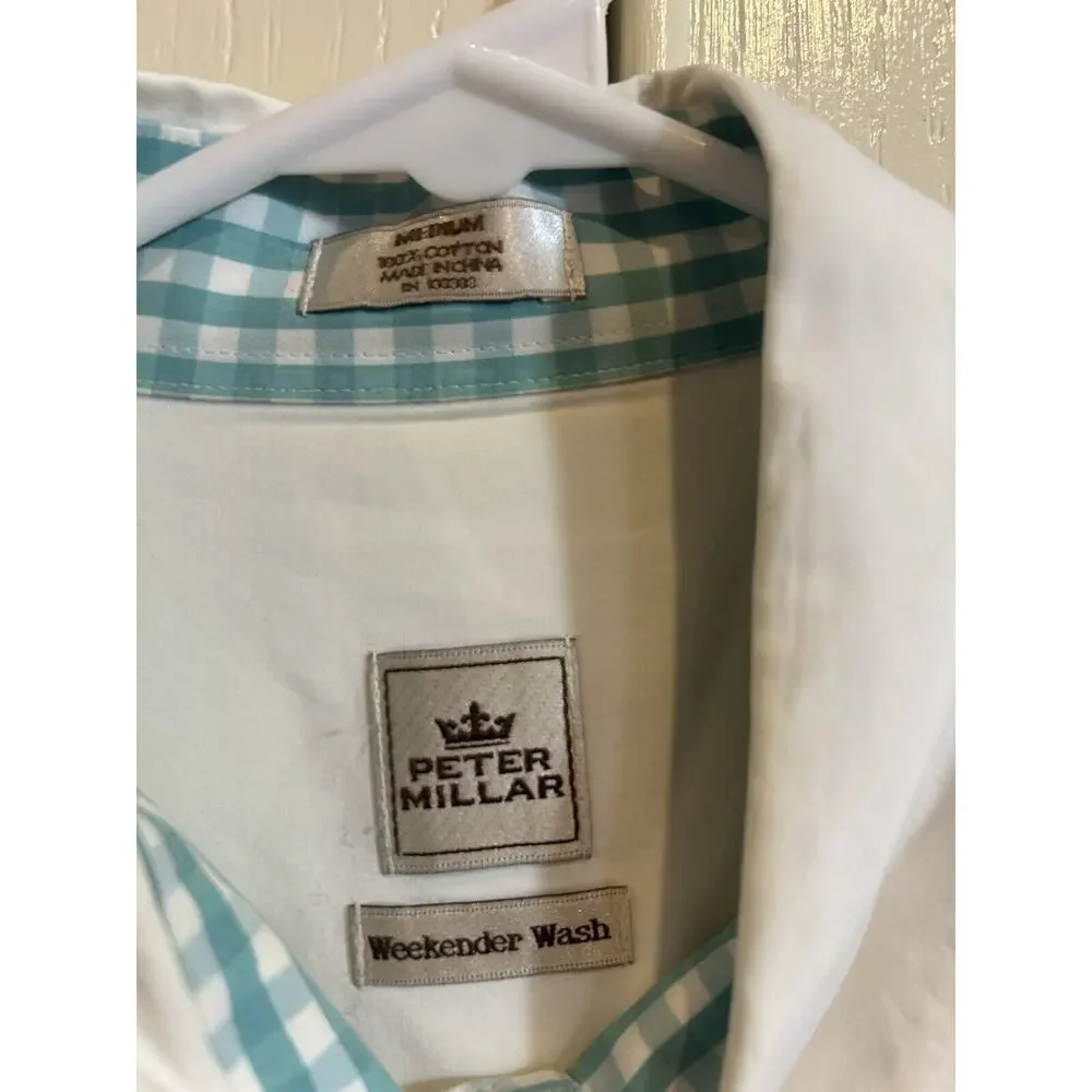 Peter Millar Shirt Mens Medium white long sleeve Weekender Wash Cotton Outdoor - Picture 2 of 7